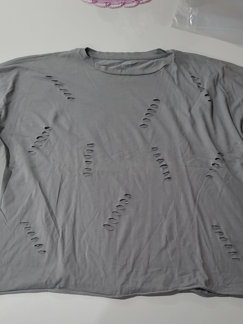 Gray Distressed Short Sleeve Tee